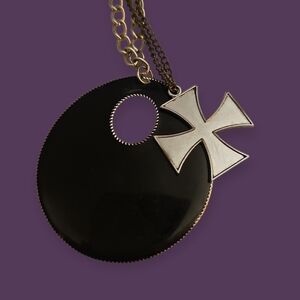 3/$30 Vintage Set of Two Geometric and  Maltese Cross Pendant Chain Necklaces
